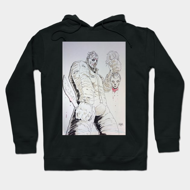 Friday 13th Jason beheads Hoodie by BarnesComicArt